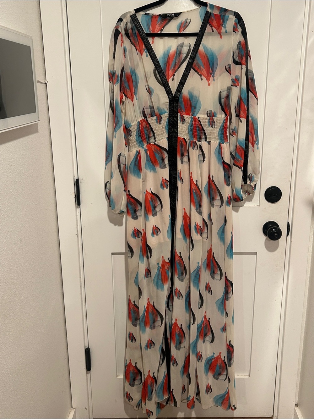 TOV Los Angeles-Elegant Flowy Hot Air Balloon Print Maxi Dress- Size 42 - Picture 3 of 9